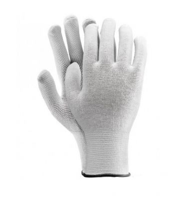 Rękawice dziane, RMICROLUX bawełna, biała kropka