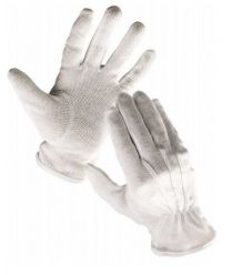 Rękawice bawełniane białe z mikronakropieniem PCV, frak BUSTARD