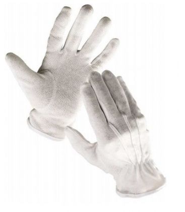 Rękawice bawełniane białe z mikronakropieniem PCV, frak BUSTARD
