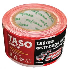 Taśma ostrzegawcza biało-czerwona dwustronna TASO200-3 dł. 200 m – zdjęcie 1