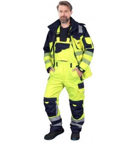Spodnie ogrodniczki fluorescencyjne ocieplane LH-BIBWINTER