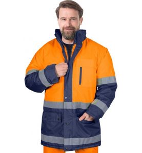 Kurtka zimowa z pasami odblaskowymi BLUE-YELLOW