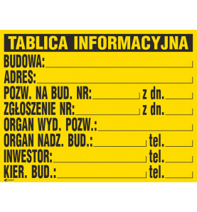 Tablica budowlana "Tablica informacyjna budowy” Z-TB1 – zdjęcie 1