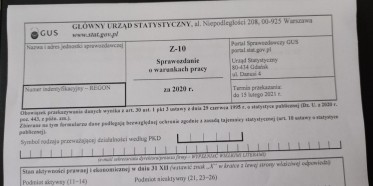 SPRAWOZDANIE O WARUNKACH PRACY Z-10